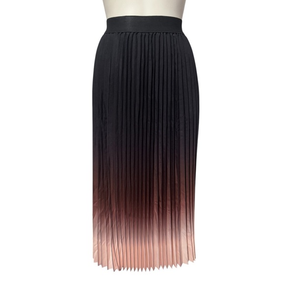 Micro Pleated Ombre Black to Pink Midi Skirt Women’s Large - Picture 4 of 11